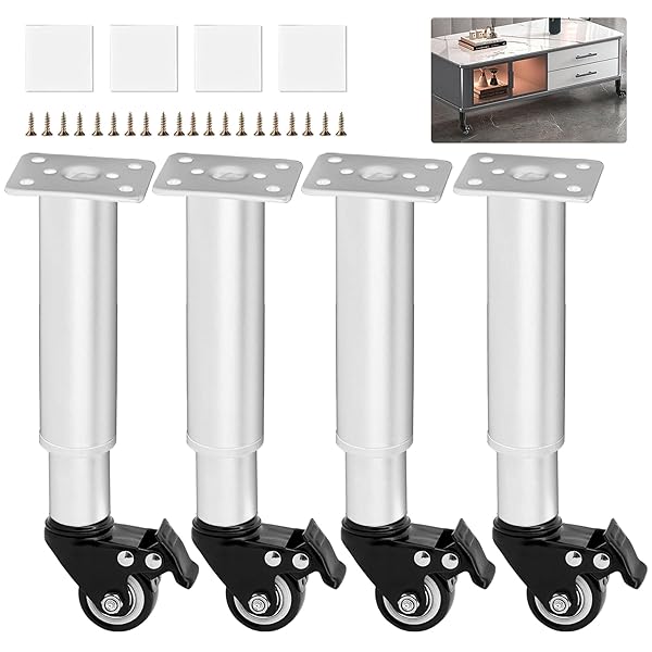 家具用キャスター diy 家具用脚 キャスター付き 360度回転 ブレーキ付き 高さ調節可能 家具用脚 防振・..