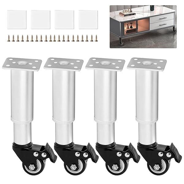 家具用キャスター diy 家具用脚 キャスター付き 360度回転 ブレーキ付き 高さ調節可能 家具用脚 防振・..