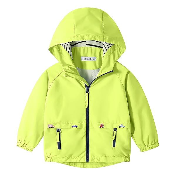 ウインドブレーカー キッズ 男の子 子供 アウター ジャンパー 春 秋 薄手 裏地付き 撥水 防風 防寒 80-140cm (ブライトグリーン,110)