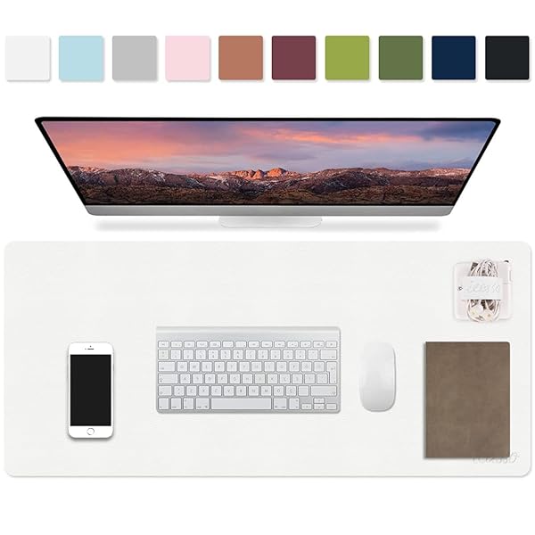 マウスパッド 白 デスクマット大型 マウスパッド 防水 90x40cm PUレザー デスクパッド おしゃれ 清潔しやすい 裏面滑り止め オフィス/ホーム用 男女兼用（ホワイト）