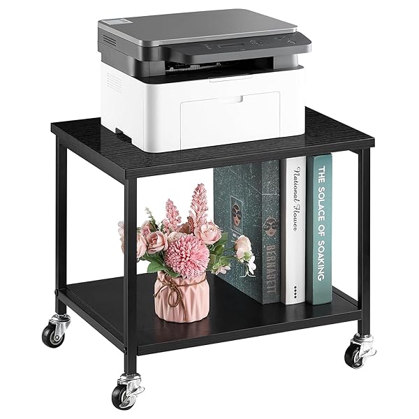 プリンター台 プリンタラック 机上台 キャスター付き 机上ラック 木製 卓上 机上 机下台 机上収納 2段 ..