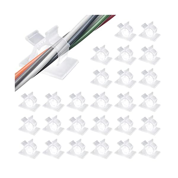 ケーブルクリップ 4階段調節可能コードクリップ ケーブルホルダー 30個入り 透明 コードフック ケーブル収納 ケーブル自在に 整理 ケーブルクリップ 接着ワイヤーコード 粘着シート付 ケーブル固定具 by