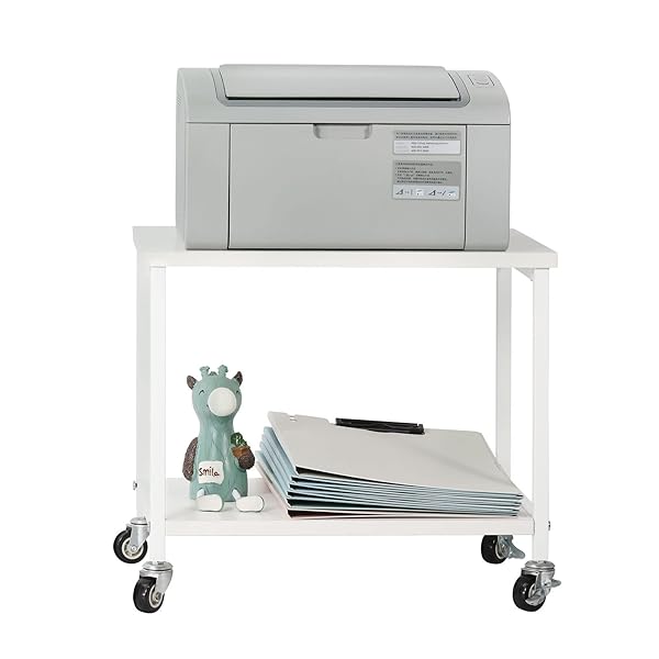 プリンター台 プリンタラック 机上台 キャスター付き 机上ラック 木製 卓上 机上 机下台 机上収納 2段 ..