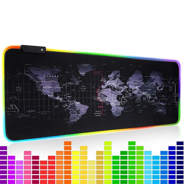 大型 led RGB 光るゲーミングマウスパッド音に反応 動きのある 声フェッチ律動防水 滑り止め ゲーム音..