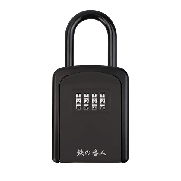 第三代 キーボックス 鍵共有ボックス 鍵収納ボックス フック式 ダイヤル式 4桁暗証番号 強化合金鍛造 キー収納 南京錠 防犯性 鍵共有 玄関 倉庫 工事不要 日本語説明書付き (フック式、ブラック)
