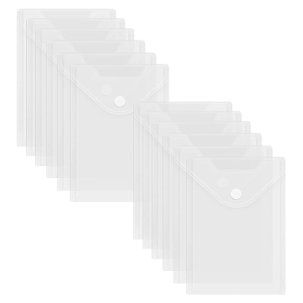 12枚 クリアファイル A5 ファイルケース マジックテープ式 クリアホルダー ファイル ケース ファイルバッグ ドキュメントストレージ A5 ファイルバッグ 縦型 透明 防水 書類 資料 収納 バッグ カバン 文房具 事務用品 （12枚入りクリア）