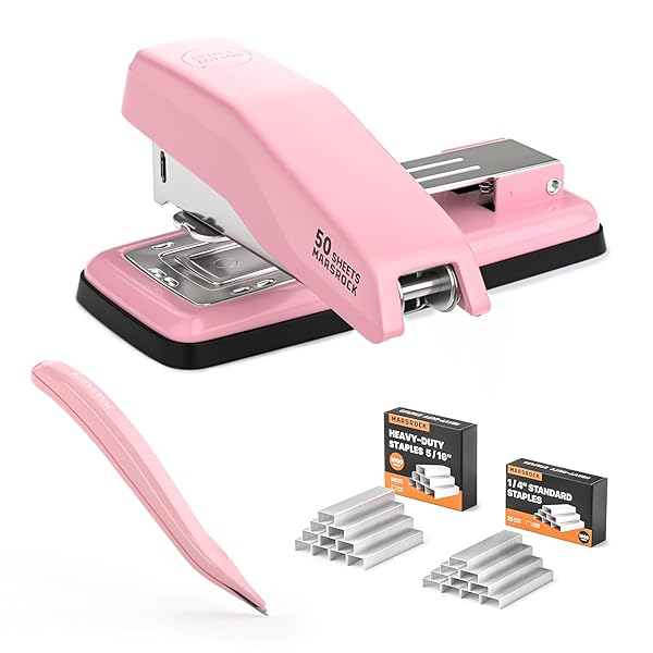 ホッチキス 180°回転 中綴じホッチキス 強力 卓上 最大50枚とじステープラー リムーバー/2000枚ホチキス針付き オフィス 自宅 教室 小冊子 製本用 ...