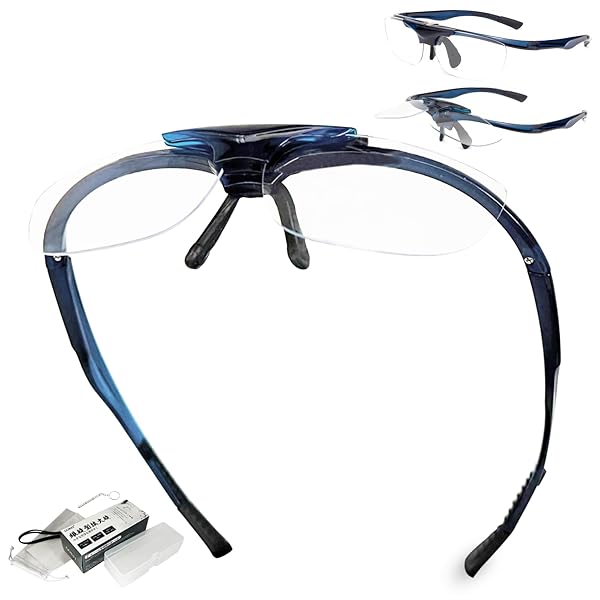 ルーペメガネ 跳ね上げ 最新型 眼鏡型ルーペ 跳ね上げ式ルーペ ブルーライトカット ルーペ メガネ 拡大鏡 めがね メガネ型ルーペ ハネアゲ 大きく見える メン...