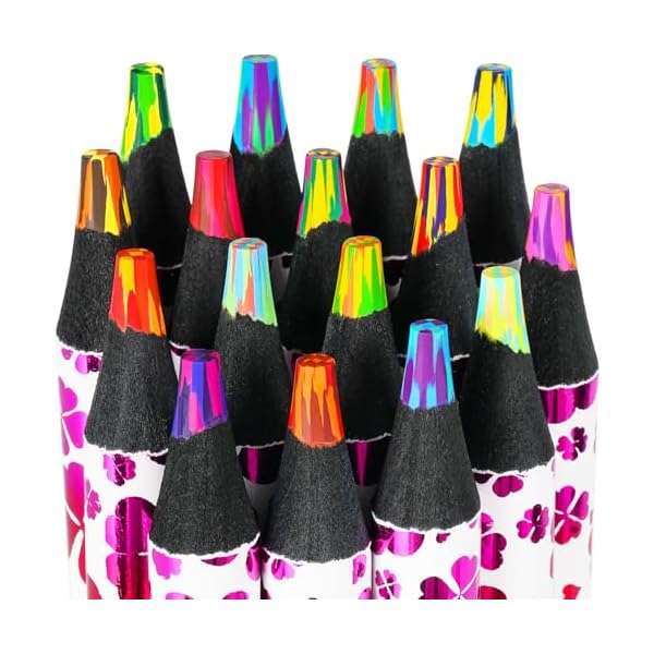 イースターバスケットスタッファー ティーン向け 16色 ジャンボレインボー色鉛筆 子供用 大人用 レインボーペンシル アート用品 マルチカラー鉛筆ギフト 描画用...