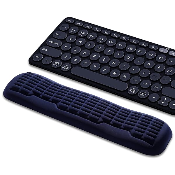 エルゴノミクス3.0アップグレード コンパクトキーボードリストレスト 波形カーブサポート 高反発メモリーフォーム 滑り止め付き 手首サポート 快適なタイピング体験（ネイビー）