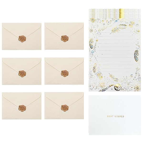 6枚レターセット 手紙 おしゃれ花嫁 セット 便箋 おしゃれ手紙 封筒プロポーズ 羽根金便箋,メッセージカード適用します母の日、クリスマス、誕生日の宴会、花嫁式の招待状、卒業の招待状、子供の百日の宴 (6枚麻布ホワイト)