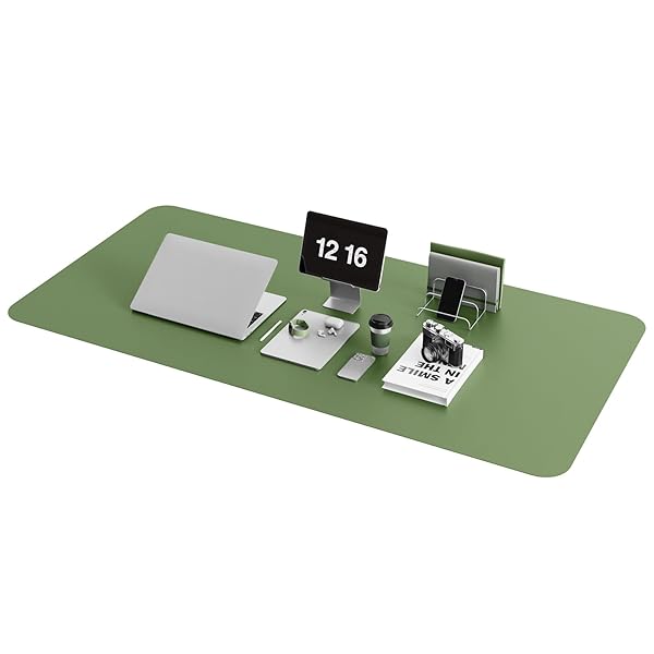 デスクマット マウス対応 レザー デスクマット 大型マウスパッド 裏面はスエード 滑り止め 厚さ2mm 防水 防油 断熱 お手入れ簡単 オフィス 自宅用 装飾用 デスクパッド（竹色，120*60cm）
