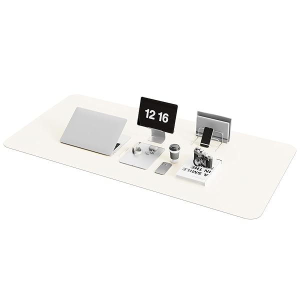 デスクマット マウス対応 レザー デスクマット 大型マウスパッド 裏面はスエード 滑り止め 厚さ2mm 防水 防油 断熱 お手入れ簡単 オフィス 自宅用 装飾用 デスクパッド（クリーム色，120*60cm）