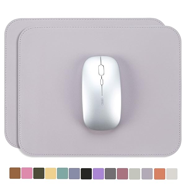 マウスパッド PUレザー 埃 水防止 たくさんの色 滑り止め 薄型マウスパッド 耐久性良い 光学式マウス対応 二枚セット（四角型，薄色）