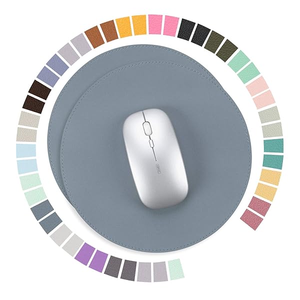マウスパッド PUレザー 埃 水防止 たくさんの色 滑り止め 薄型マウスパッド 耐久性良い 光学式マウス対応 二枚セット（丸型，縹色）