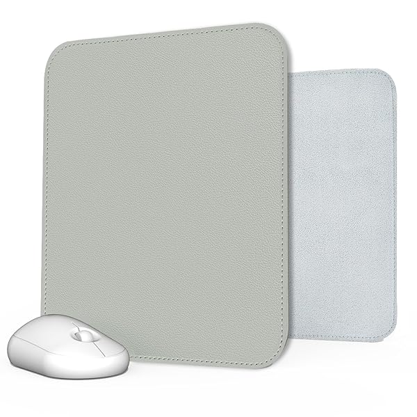 マウスパッド PUレザー 埃 水防止 たくさんの色 滑り止め 薄型マウスパッド 耐久性良い 光学式マウス対応 二枚セット（四角型 灰緑色）