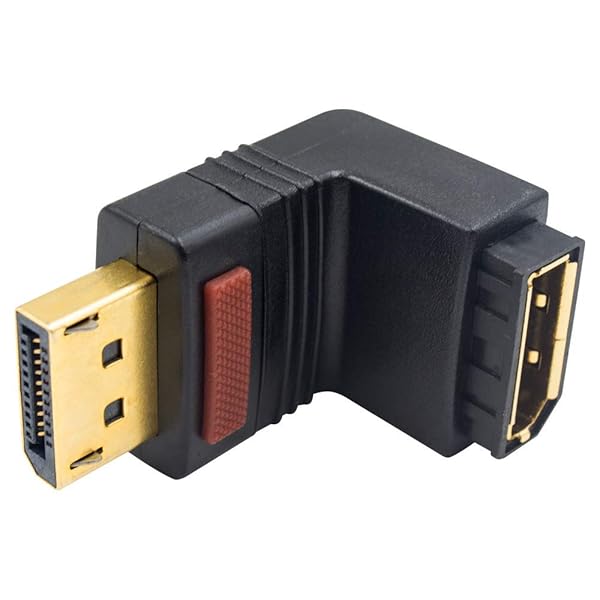 Displayport 延長アダプタ, L字型90度上向きDisplayPortオスtoメス延長アダプタ4K ディスプレイポート DP to DP 延長アダプタ (Displayport上向き)