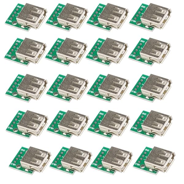 20個 USB タイプA メスソケット ブレイクアウトボード 4Pアダプタコネクタ 2.54mm ソルダープリント DIY 基板 ブレッドボード 電源