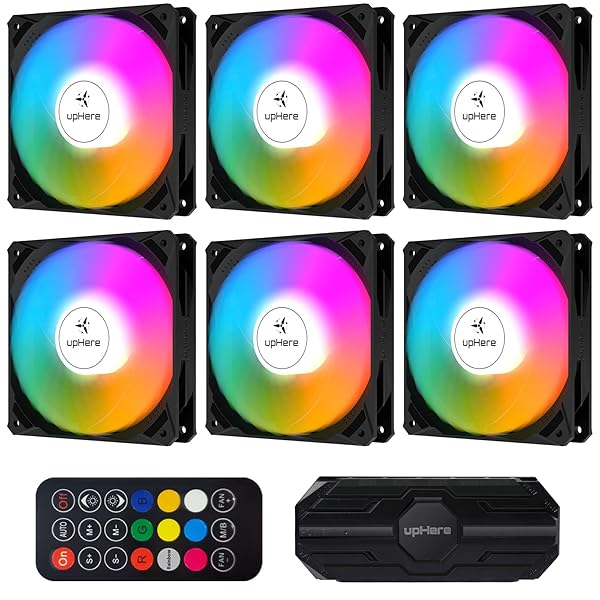 Novonest ARGB PCケースファン 120mm 静音 高性能 6PINコネクタ リモコン付 冷却ファン rgb ファン ファンハブ付き 黒枠 ledファン 6本1セット「NK1206-6」