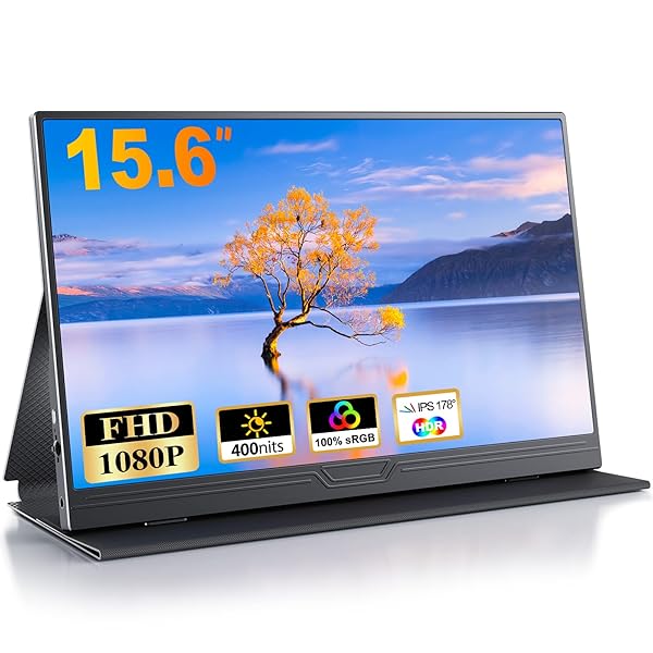 【2025新型】モバイルモニター 15.6インチ モバイルディスプレイ ポータブルモニタ ゲームモニタ ー スイッチ用モニター 1920x1080P FHD 持ち運び 高輝度400Nits 非光沢IPSパネル 100%広色域 HDRモード対応 Typ