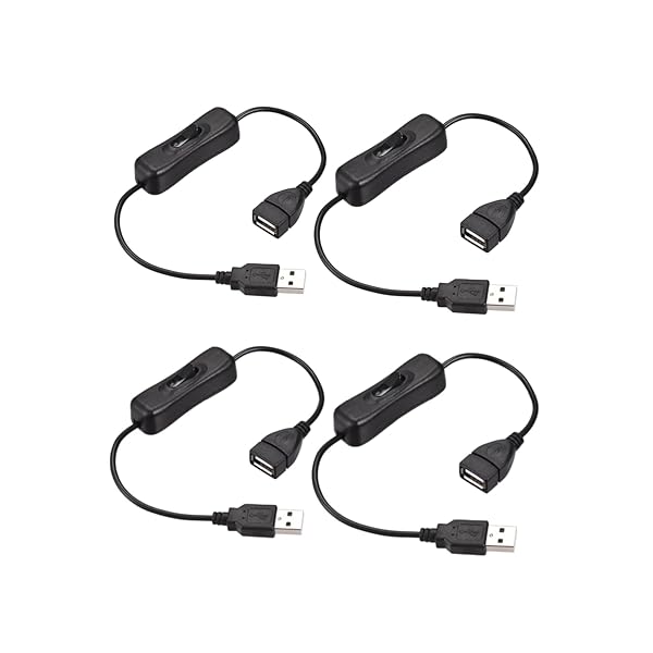 ﻿ USB 延長ケーブル オン/オフスイッチ付き USB A オス メス 延長ケーブル ON/OFF USBスイッチ USB電源ケーブル 30cm 4本入り