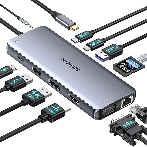 USB Cドッキングステーション type cドッキングステーション【12-IN-1 HDMI+DP+VGA 三画面出力4K@60P】USB Cハブ 2*USB 3.0 1*100W DP 1*1000Mbps RJ45 1*SD/TFカードポートM