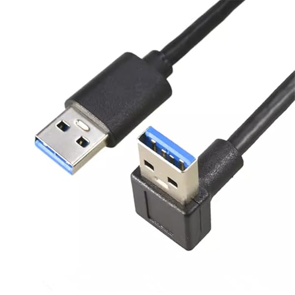 USB3.0上下左右90°方向変換ケーブルUSB 3.0 ケーブル タイプA-タイプA オス-オス メッキコネクタ搭載 高耐久性 USBケーブル 両端 オス 0.15m0.3m0.5m1m1.5m2m モデム対応 (下L, 1.5M)
