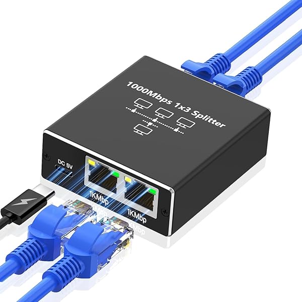 【3出力 同時出力】LAN 分配器 LAN ハブ RJ45 高速1000Mbps 1入力3出力 スイッチングハブ LANケーブル 分岐 Cat5/Cat5e/Cat6/Cat7/Cat8対応 ネットワーク拡張 三股同時出力 有線LAN中継器 PS5/