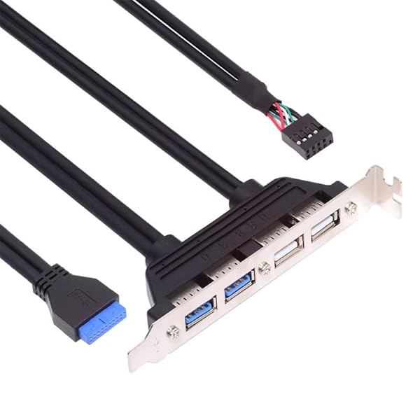 内部 4 USB2.0 & USB 3.0 メスマウントパネルからマザーボード 9ピン 19ピン 20ピン バッフルケーブル PCIブラケット付き 50cm