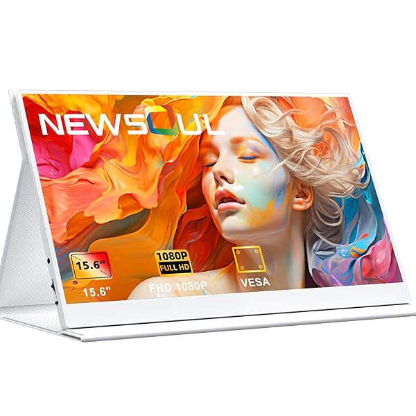 モバイルモニター 白 モバイルディスプレイ ホワイト ポータブルモニター 15.6インチ サブモニター 1920x1080FHD 持ち運びモニター 軽量 薄型 VESA対応 ゲーミングモニター IPS液晶パネル ゲーム USB Type-C/Mini