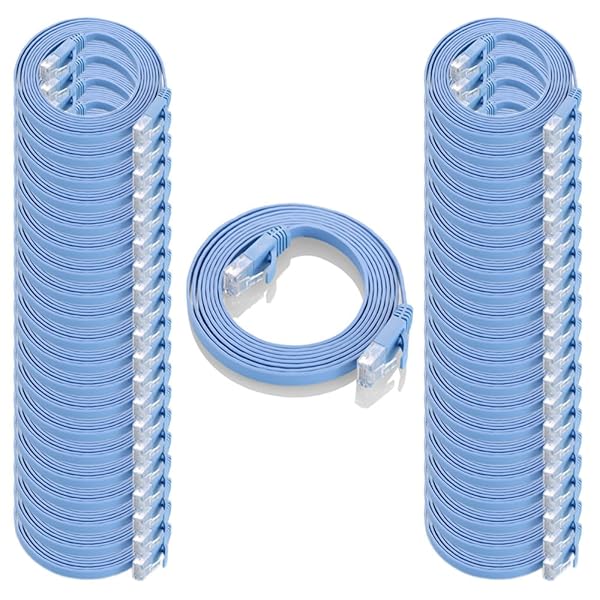 フラットケーブル LANケーブル 3m UTP Cat6 ストレート 3m*50本 ブルー「1つパッケージ50本が含まれています」