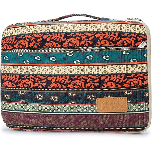 360° プロテクティブ クッション ラップトップ スリーブ バッグ ポケット付き ハンドル付き (New Bohemian, 15.6 inch-16 inch)