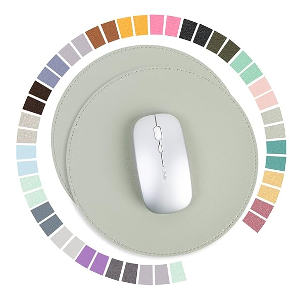 マウスパッド PUレザー 埃 水防止 たくさんの色 滑り止め 薄型マウスパッド 耐久性良い 光学式マウス対応 二枚セット（丸型，若草色）
