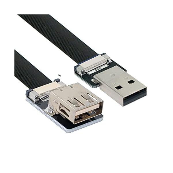 USB 2.0 Type-A オス - メス延長データフラットスリムFPCケーブル FPV & ディスク & スキャナー & プリンター用 100CM