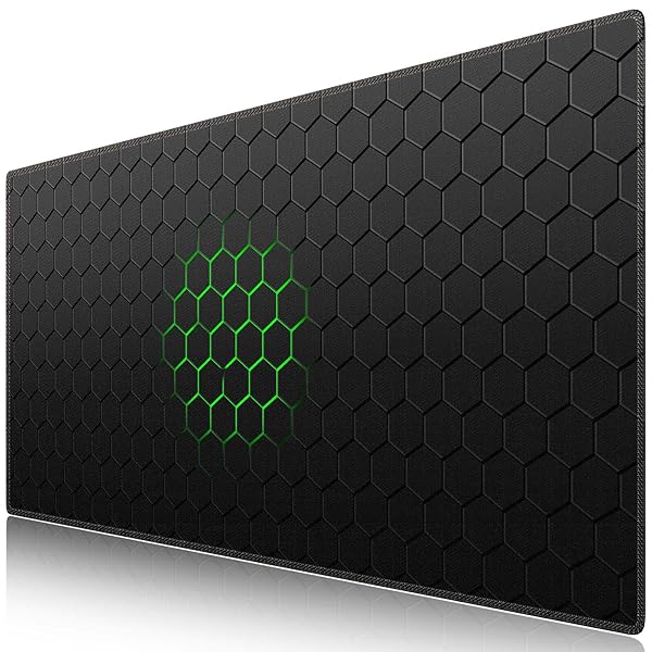 マウスパッド ゲーミング 大型 デスクマット90x40cm 耐水性 清潔しやすい 滑り止め ゴムベースデスクマット 仕事 ゲーム オフィス ホーム用（ハニカム・グーリン）
