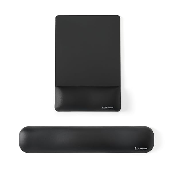 UnivoColors リストレスト マウスパッド セット 手首置き プレミアムPU素材 人間工学デザイン 疲労低減 長時間操作のサポート 低反発クッション 体圧分散性能 手首痛み緩和 肌に刺激なし 底面に滑り止め(ブラック)