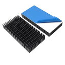 2個 ヒートシンク 80×40×11mm 導熱接着シート付き 熱暴走対策 アルミニウム 冷却ラジエーターフィンCPU ICチップ 回路基板 電子 Led アンプに適用, 黒