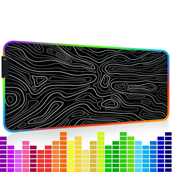 大型 led RGB 光るゲーミングマウスパッド音に反応 動きのある 声フェッチ律動防水 滑り止め ゲーム音楽の時タラクティブ感、没入感， 800mm x 300mm(アートライン 800×300)