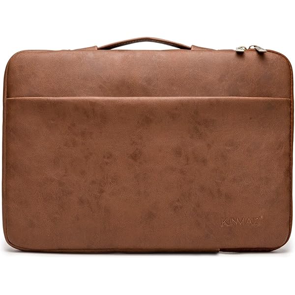 360° プロテクティブ クッション ラップトップ スリーブ バッグ ポケット付き ハンドル付き (Coffee PU..