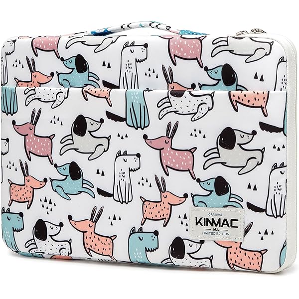 360° プロテクティブ クッション ラップトップ スリーブ バッグ ポケット付き ハンドル付き (Cartoon Dogs, 15.6 inch-16 inch)