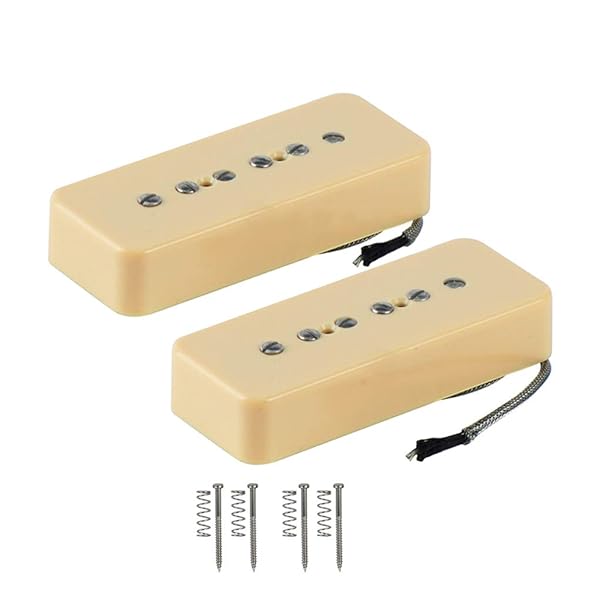 アルニコ 5 シングルコイル ピックアップ ソープバークリーム P90 ネック & ブリッジ ピックアップ セット