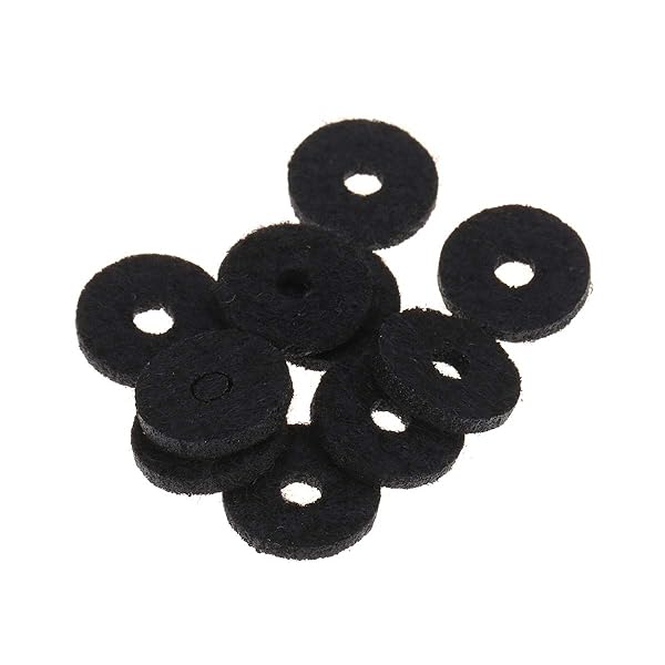 Basic ギターストラップピン用フェルトワッシャー、ブラック（10個入り）