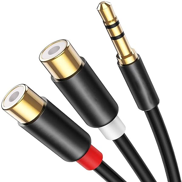 RCA 3.5 mm変換ケーブル30 cm 3.5 mm（オス）to 2 RCA（メス）ステレオミニイヤホンジャックRCAケーブル赤白オーディオHiFi音質ステレオアンプ、スピーカー、旧プレーヤー、ミニコンビネーションなどの機器 (ブラック)