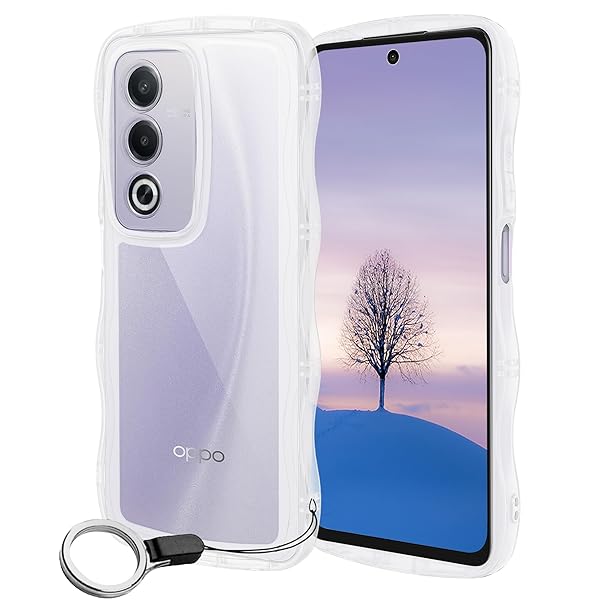OPPO A3 5G ケース クリア ウェーブ TPU波状のバンパー 透明 スマホケース かわいい うねうね オッポ A3-5G ウェーブ デザイン 可愛い 韓国 女性用 薄型 人気 おしゃれ 耐衝撃 ストラップホール付き(クリア)