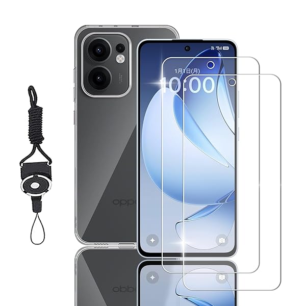 乐天商城 - 【2+1セット】For OPPO Reno13 A用の ガラスフィルム (2枚) + Reno 13A 用のケース クリア（1枚）【日本旭硝子素材製】オッポ Reno 13 A 強化ガラス 保護フィルム 硬度9H 指紋防止 気泡防止 TPU 黄変防止