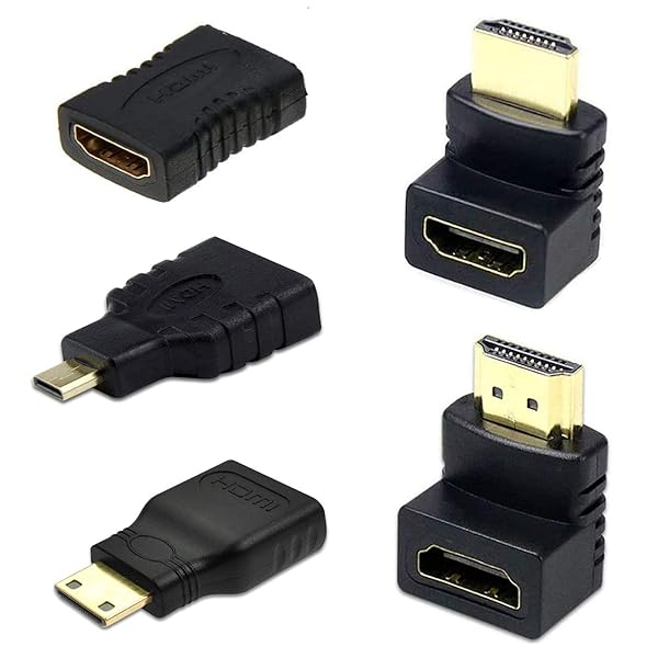HDMI変換アダプタ コネクター 5種類セット mini HDMI ＆ micro HDMI 90° 270度 L型 延長 コネクター 全部に対応