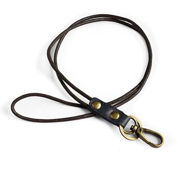 ネックストラップ 本革 携帯ストラップ スマホ用首掛けストラップ カードホルダー 定期入れ キーホルダー メガネ 鍵 落下防止 紛失防止 ブラック