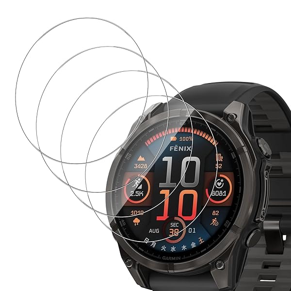 【4枚セット】For Garmin Fenix 8 47mm ガラスフィルム Garmin Fenix 8 47mm 用 保護フィルム 強化ガラス 硬度9H 衝撃吸収 高透過率 指紋防止 防水 自動吸着 気泡防止