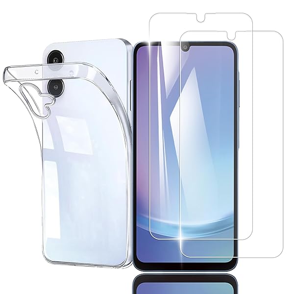 【2+1セット】For Galaxy A25 5G SC-53F/SCG33 ガラスフィルム (2枚) + Galaxy A25 5G ケース クリア（1枚）【日本旭硝子素材製】ギャラクシーa25 5G 強化ガラス 保護フィルム 硬度9H 指紋防止