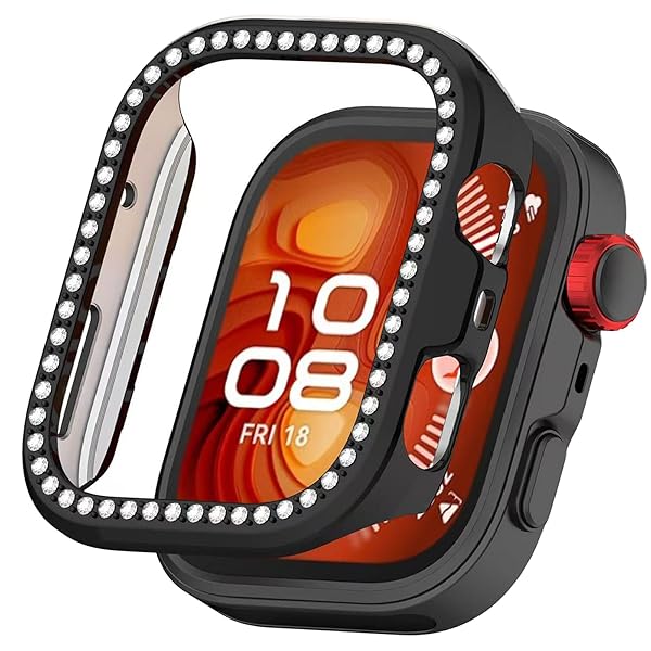 for Huawei Watch Fit 4 ケース ダブルダイヤモンド キラキラ 超簿軽量 PC素材 耐衝撃 装着簡単 huawei watch fit4 対応 可愛い 傷防止 簡単に取り付け・取 全面保護 ファーウェイウォッチフィット4 ケース(